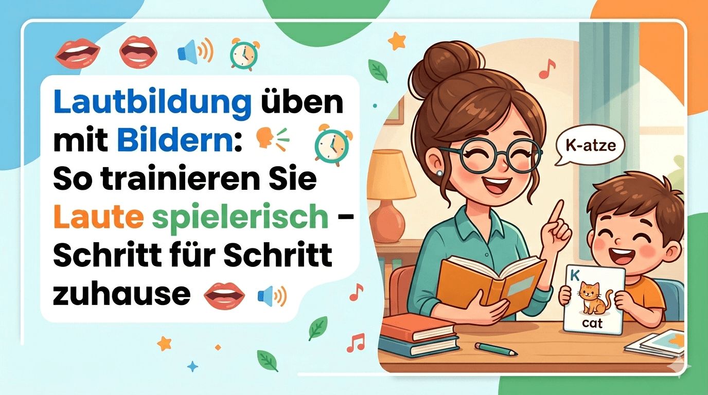 Person übt Lautbildung mit Bildern