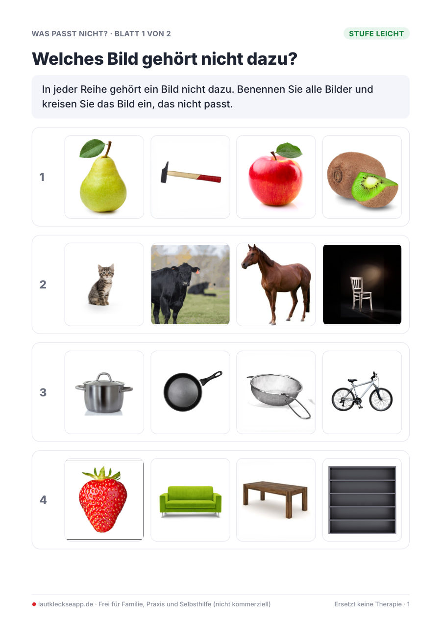 Vorschau: Was passt nicht? – leicht